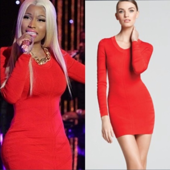 Red Bodycon Holiday Dress, Torn by Ronny Kobo - Picture 7 of 7